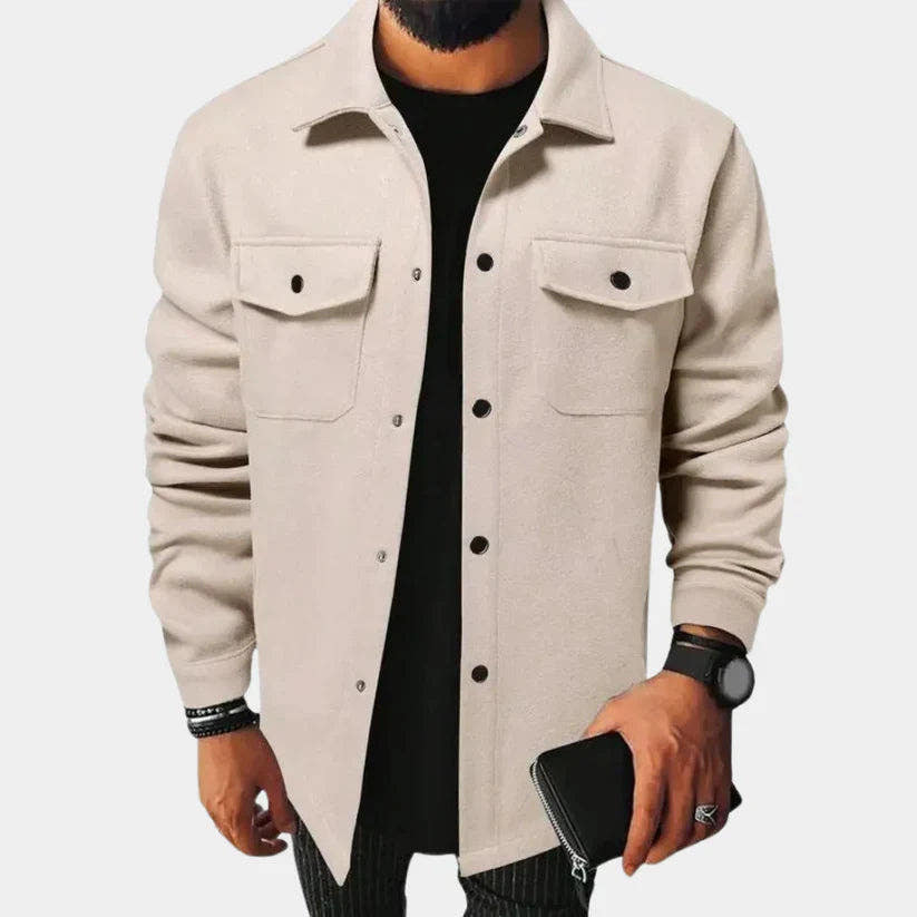 Übergangsjacke Herren im Hemdstil mit zwei Brusttaschen - Apricot #Farbe_Apricot