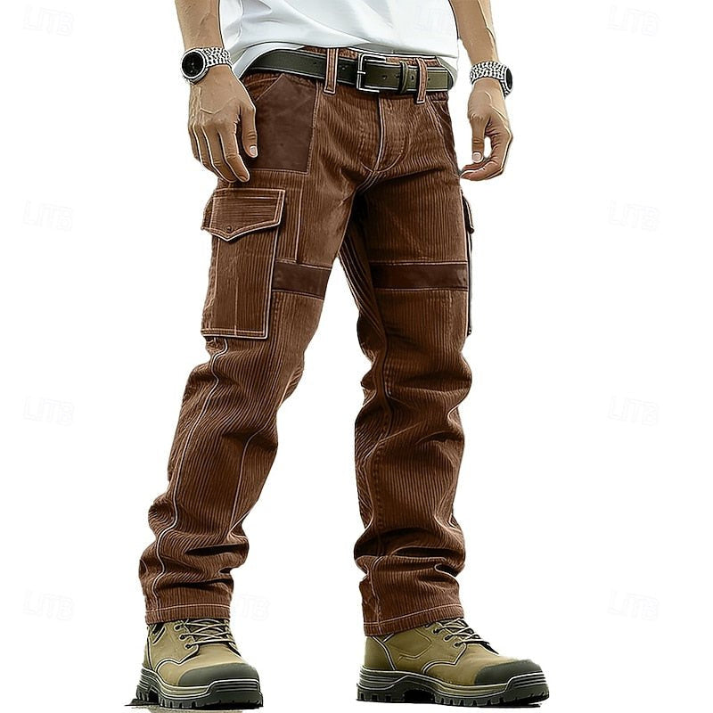 Cargohose Herren mit Kontrasteinsätzen und Längsstruktur - Braun #Farbe_Braun