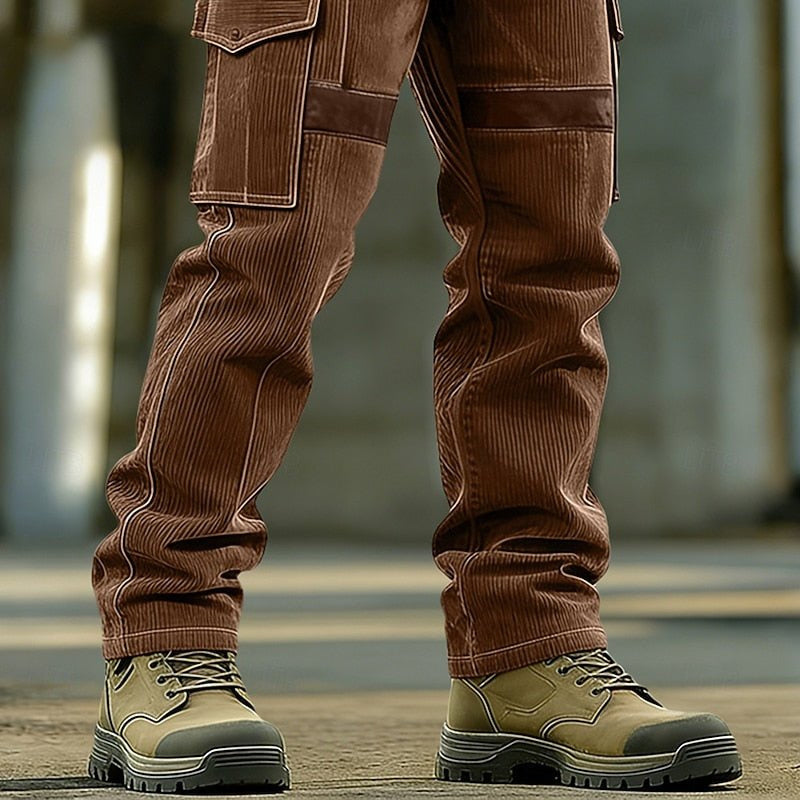Cargohose Herren mit Kontrasteinsätzen und Längsstruktur - Braun #Farbe_Braun