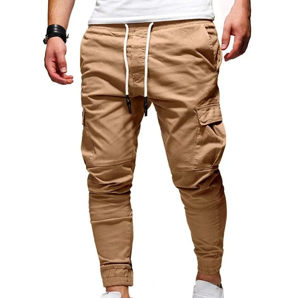 Cargohose Herren mit Kordelbund und seitlichen Klappen - Khaki #Farbe_Khaki