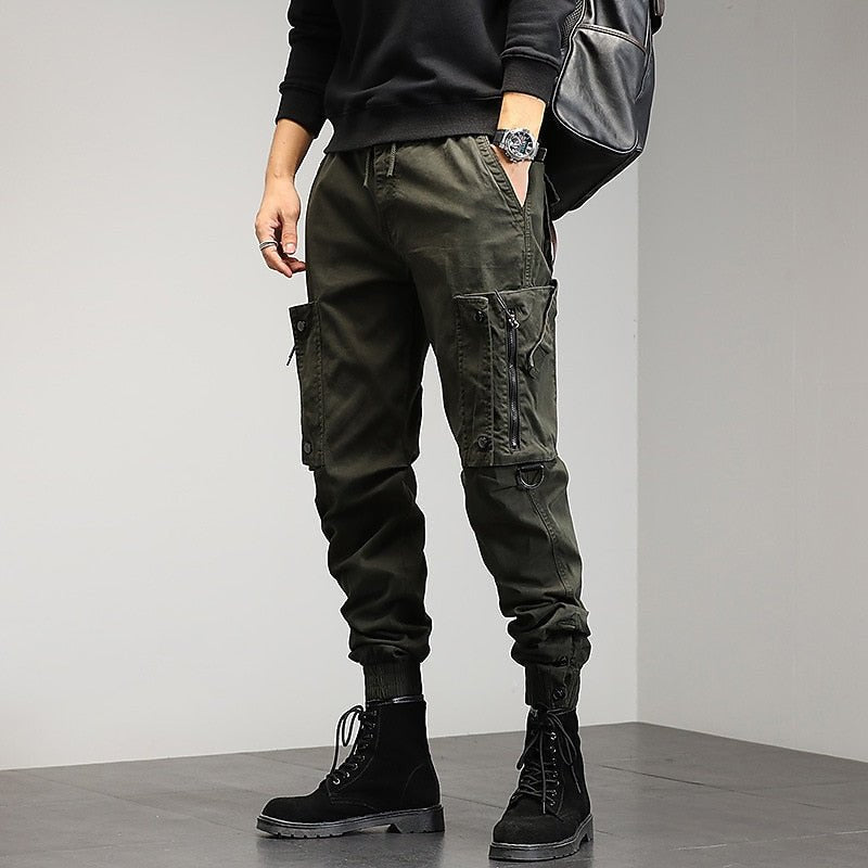 Cargohose Herren mit Zip-Seitentasche und Beinbündchen - Grün #Farbe_Grün