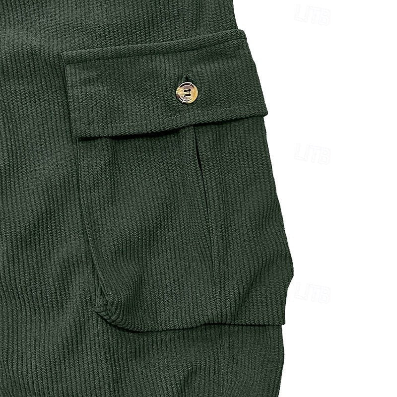 Cordhose Herren mit Cargotaschen und geknöpften Klappen - Grün #Farbe_Grün