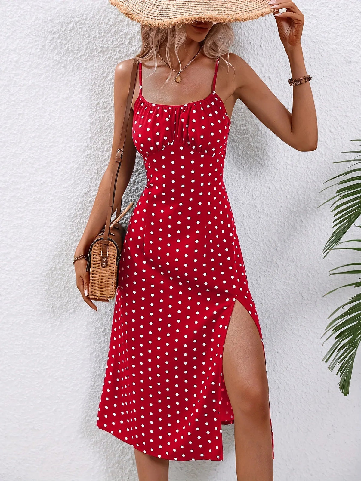 Damen Kleid midi mit Blumenmuster und seitlichem Schlitz