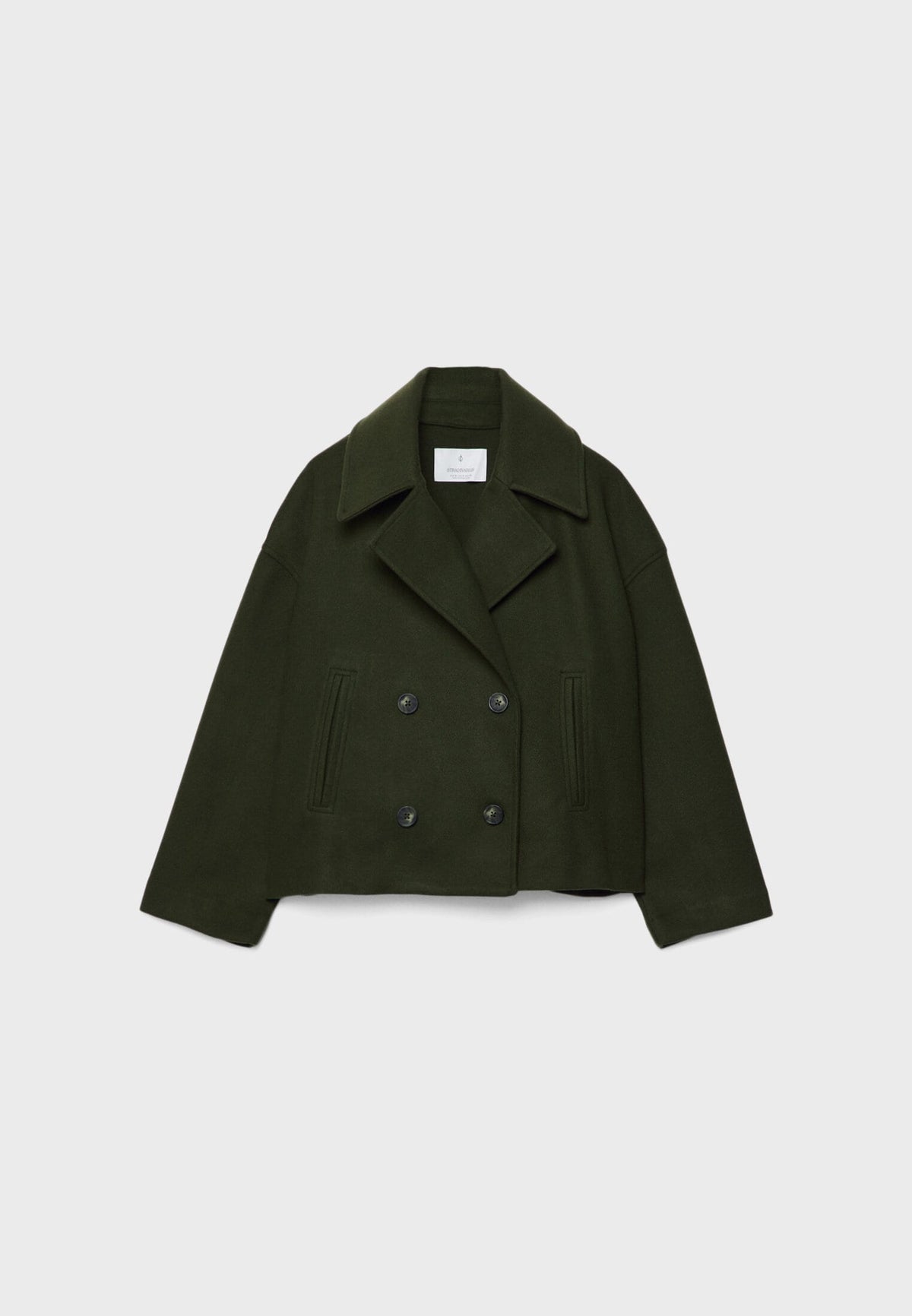 Damen Kurzmantel mit Doppelreiher und breitem Revers