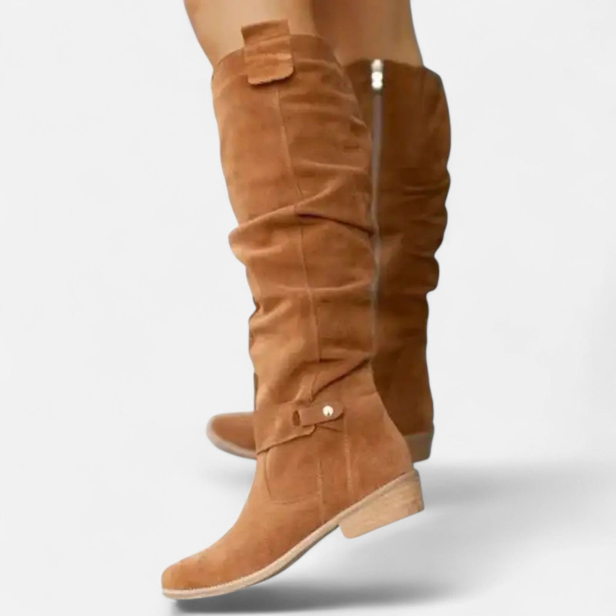 Damen Overknee Stiefel mit weich fallendem Schaft - Braun