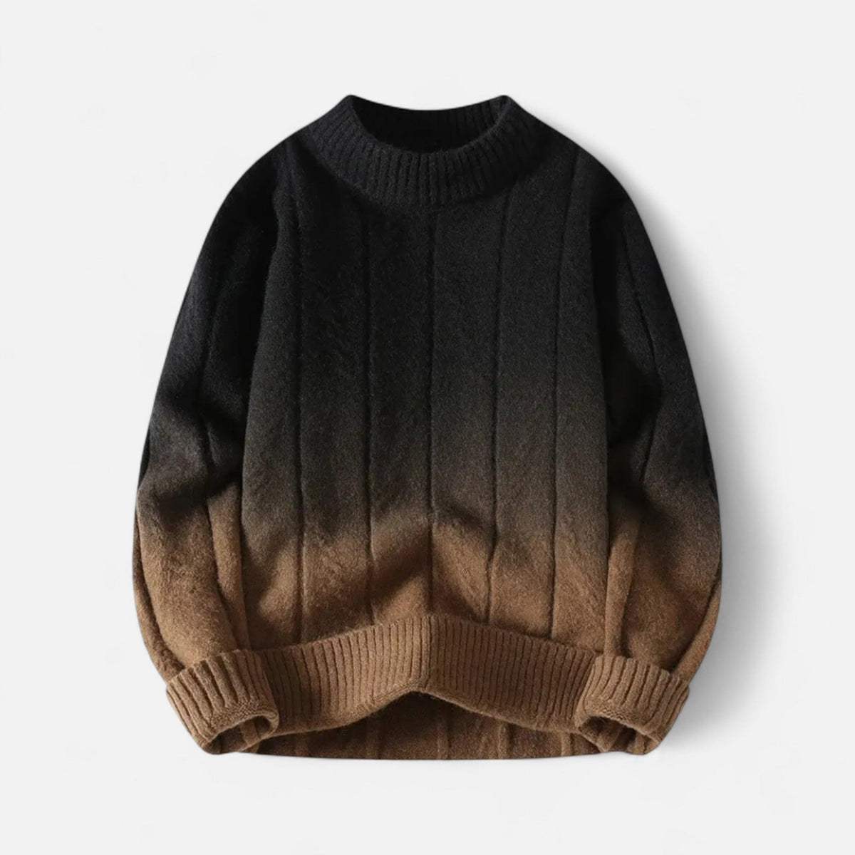 Damen Oversize Pullover mit Farbverlauf und Rundhals - Braun