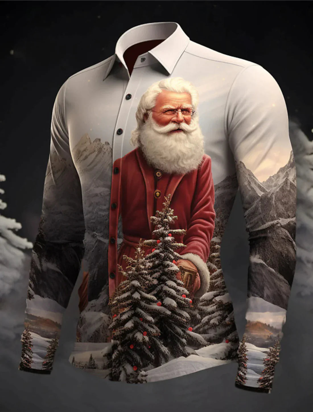 Hemd Herren mit Weihnachtsmotiv und langen Ärmeln - Weiss #Farbe_Weiss