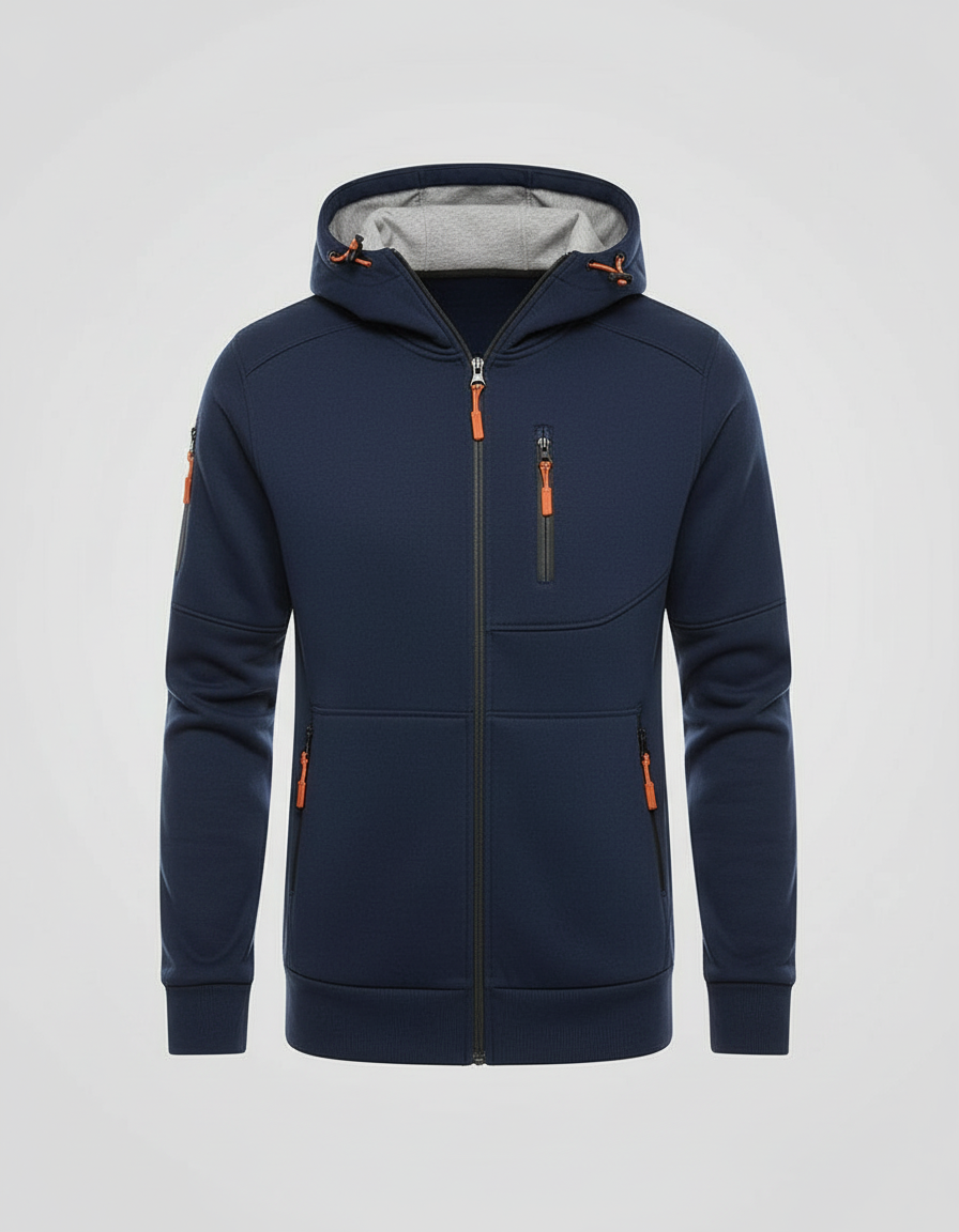Hoodie Herren mit Reissverschluss und Brusttasche - Marineblau #Farbe_Marineblau