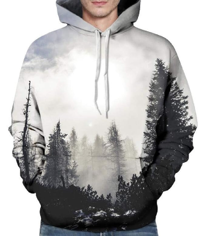 Hoodie Herren mit Waldmotiv und durchgehendem Fotodruck - Mehrfarbig #Farbe_Mehrfarbig