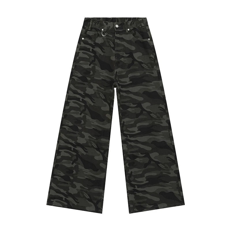 Hose Herren in Denim-Optik mit weitem Bein und Ringdetail - Camouflage #Farbe_Camouflage
