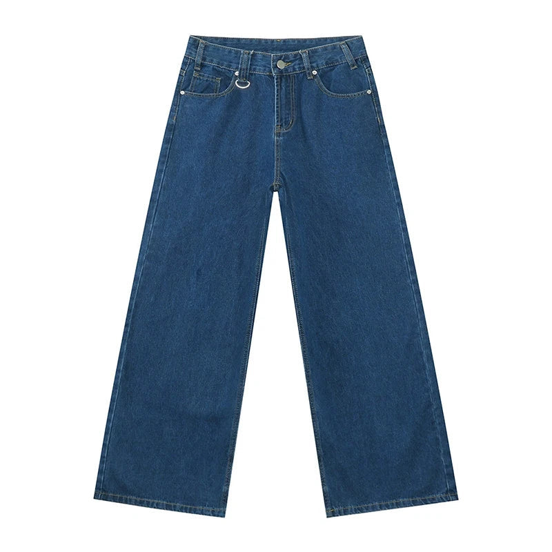 Hose Herren in Denim-Optik mit weitem Bein und Ringdetail - Tiefblau #Farbe_Tiefblau