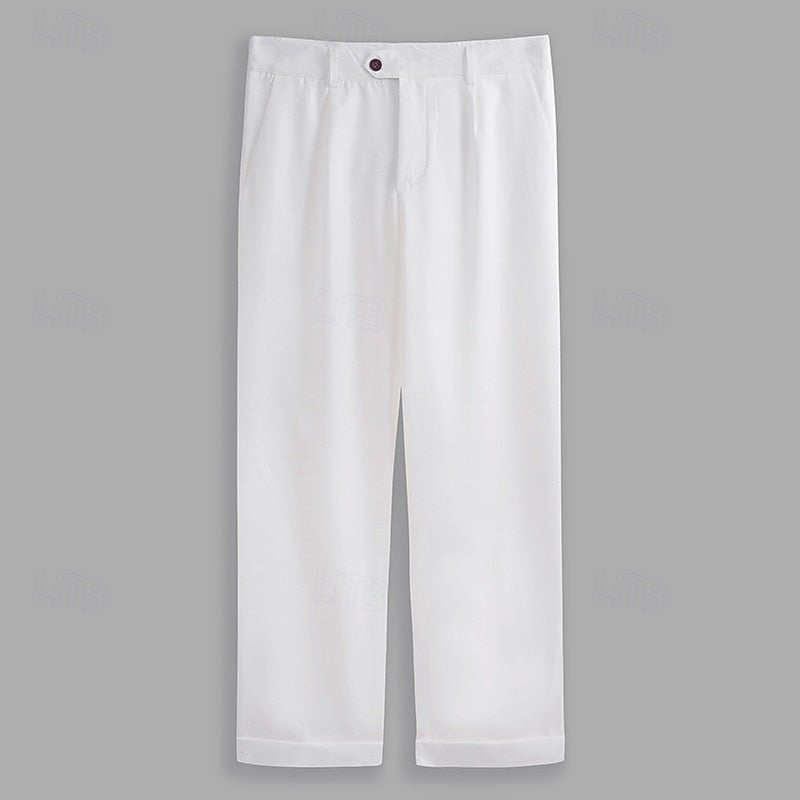 Hose Herren mit Bundfalten und verdecktem Frontverschluss - Weiss #Farbe_Weiss