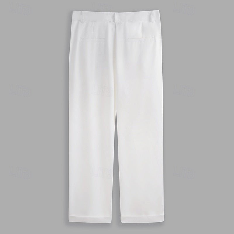 Hose Herren mit Bundfalten und verdecktem Frontverschluss - Weiss #Farbe_Weiss