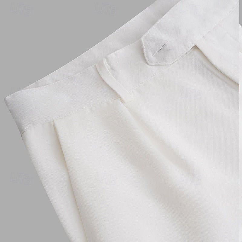 Hose Herren mit Bundfalten und verdecktem Frontverschluss - Weiss #Farbe_Weiss