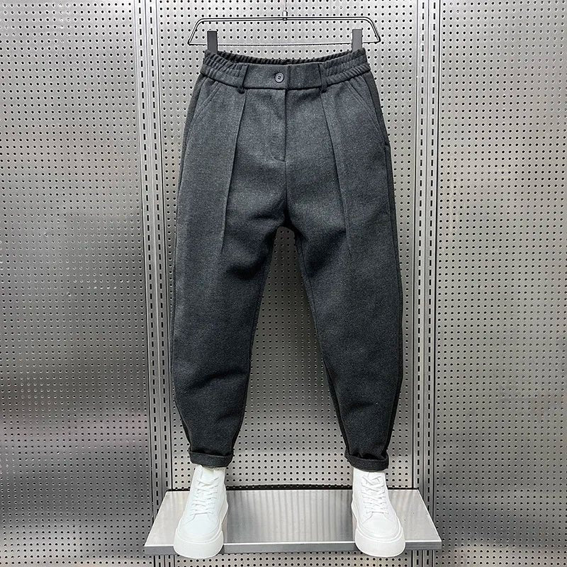 Hose Herren mit doppelten Bundfalten und schmalem Bein - Grau #Farbe_Grau