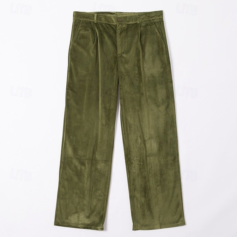 Hose Herren mit feiner Struktur und eingefassten Rücktaschen - Oliv #Farbe_Oliv