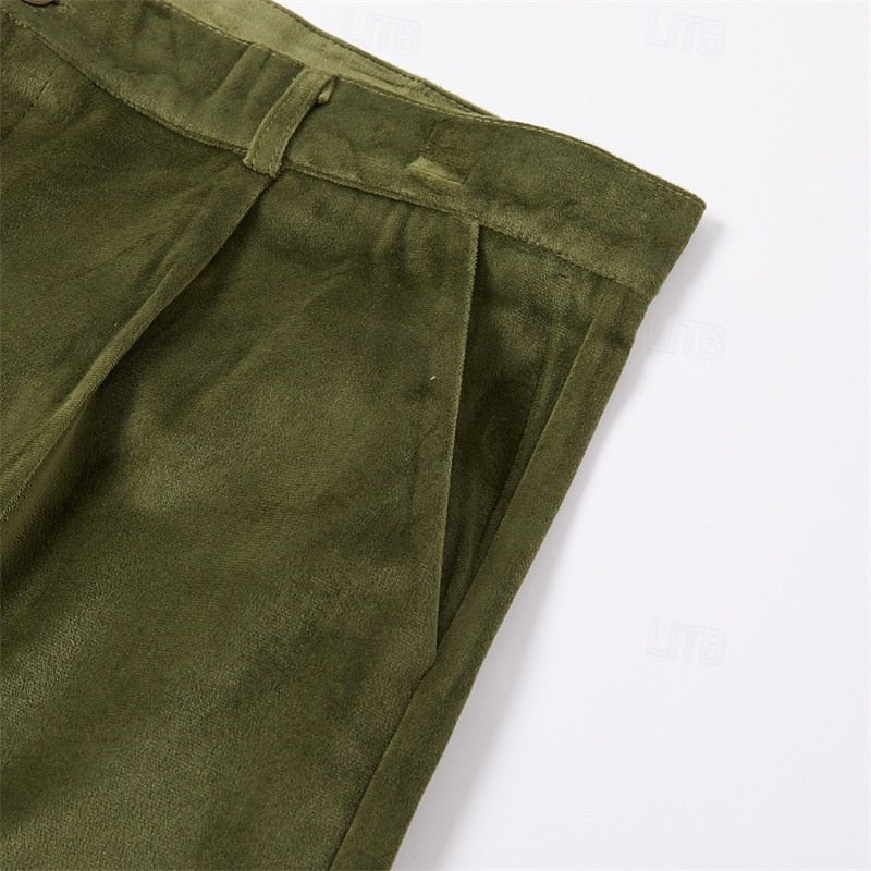 Hose Herren mit feiner Struktur und eingefassten Rücktaschen - Oliv #Farbe_Oliv