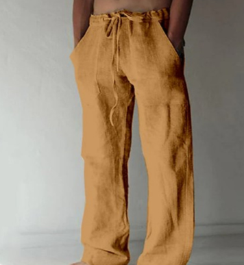 Hose Herren mit weitem Bein und gerafftem Kordelbund - Gelb #Farbe_Gelb
