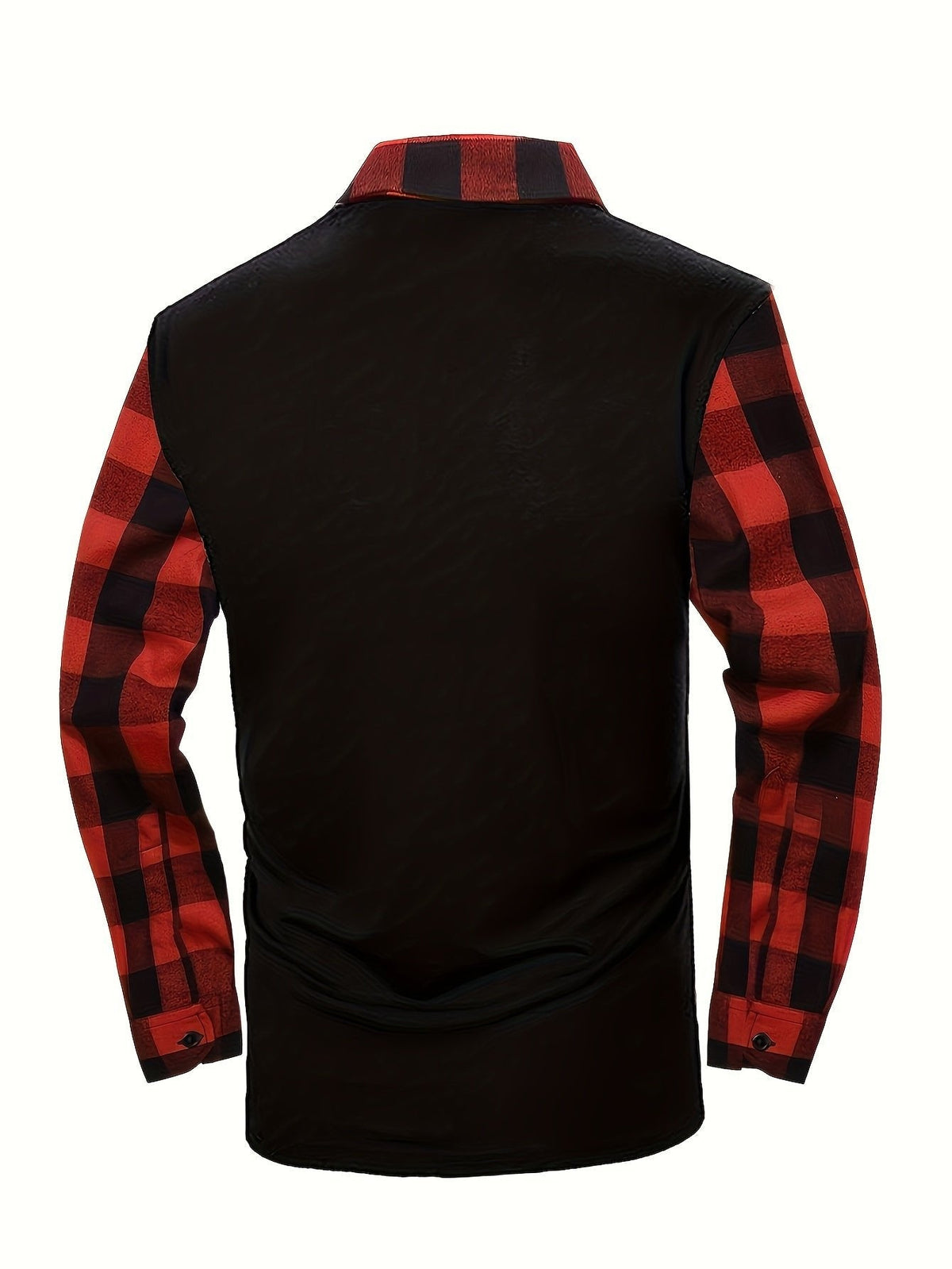 Poloshirt Herren langarm mit Karoärmeln und kurzem Zip - Rot #Farbe_Rot