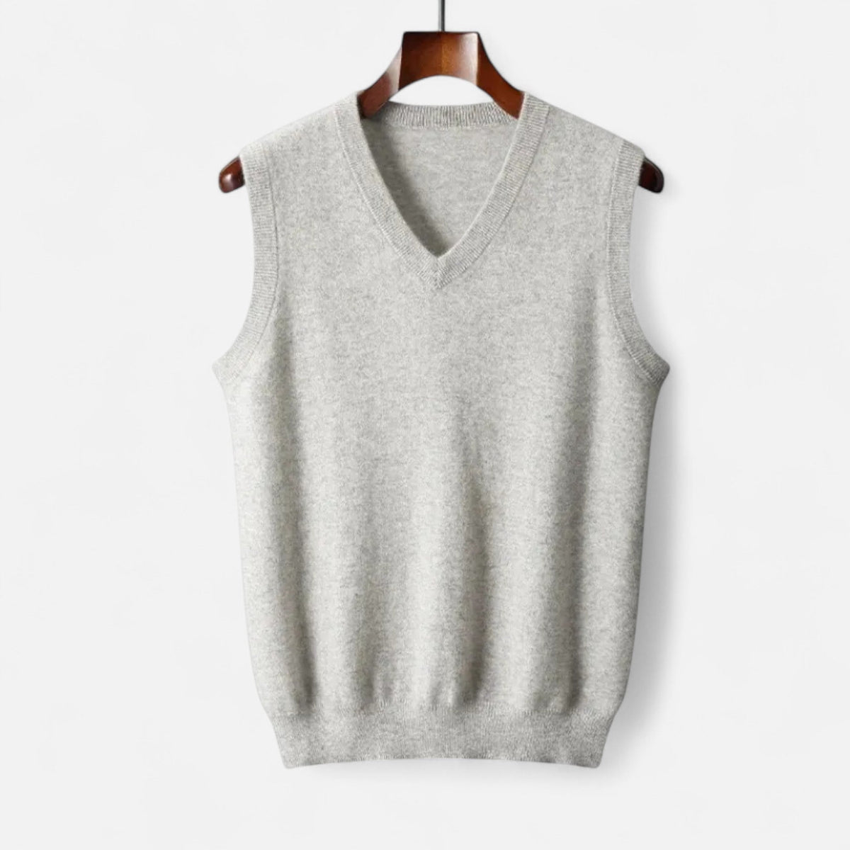 Pullunder Herren mit V-Ausschnitt und Rippabschlüssen - Weiss #Farbe_Weiss