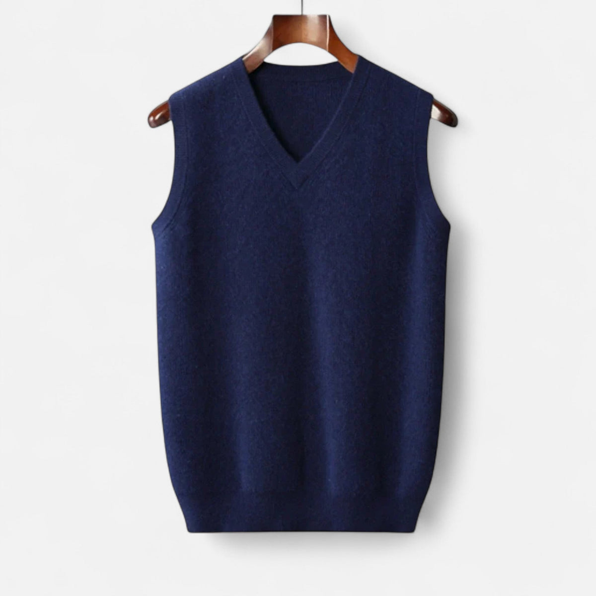 Pullunder Herren mit V-Ausschnitt und Rippabschlüssen - Marineblau #Farbe_Marineblau