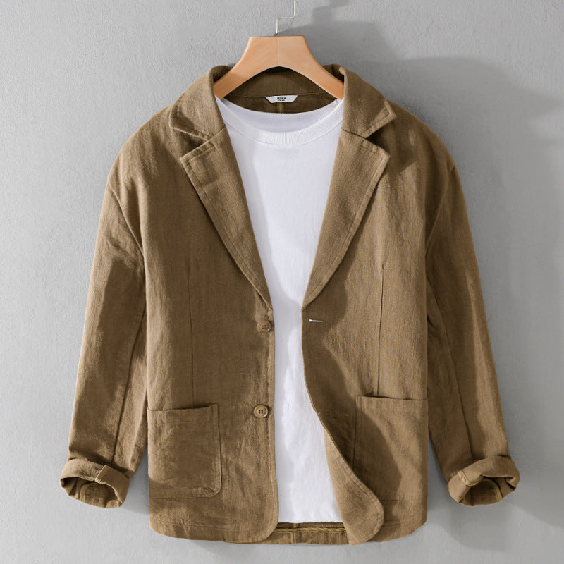 Sakko Herren mit aufgesetzten Taschen und schmalem Revers - Kaffeebraun #Farbe_Kaffeebraun