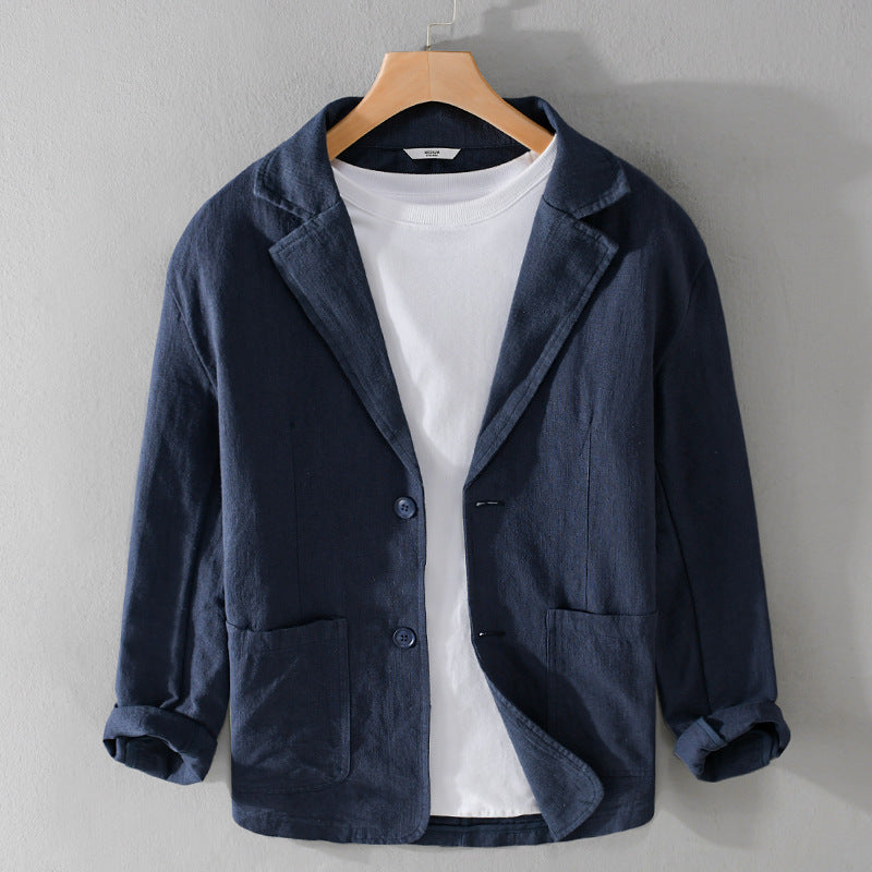 Sakko Herren mit aufgesetzten Taschen und schmalem Revers - Dunkelblau #Farbe_Dunkelblau