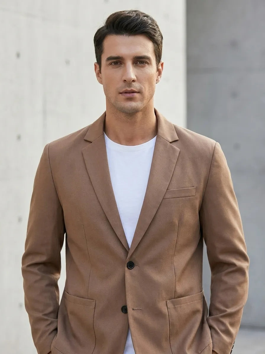 Sakko Herren mit fallendem Revers und zwei Knöpfen - Braun #Farbe_Braun