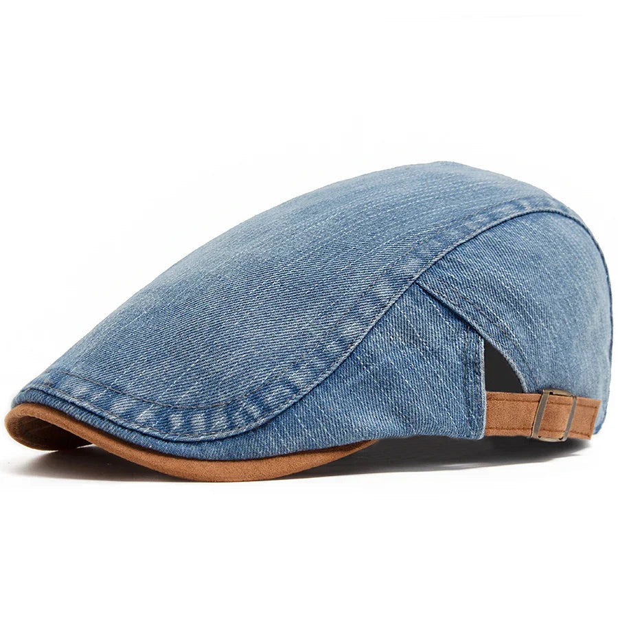 Schiebermütze Herren mit Kontrastkante und seitlichem Riemen - Blau #Farbe_Blau