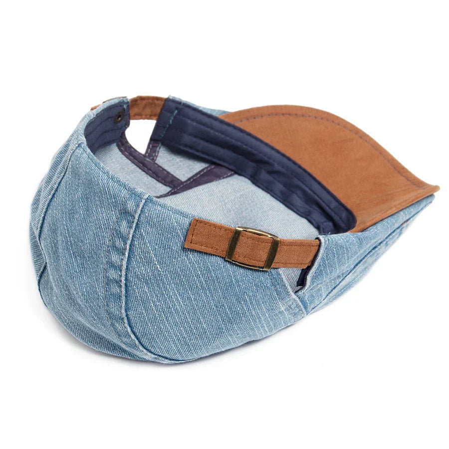 Schiebermütze Herren mit Kontrastkante und seitlichem Riemen - Blau #Farbe_Blau
