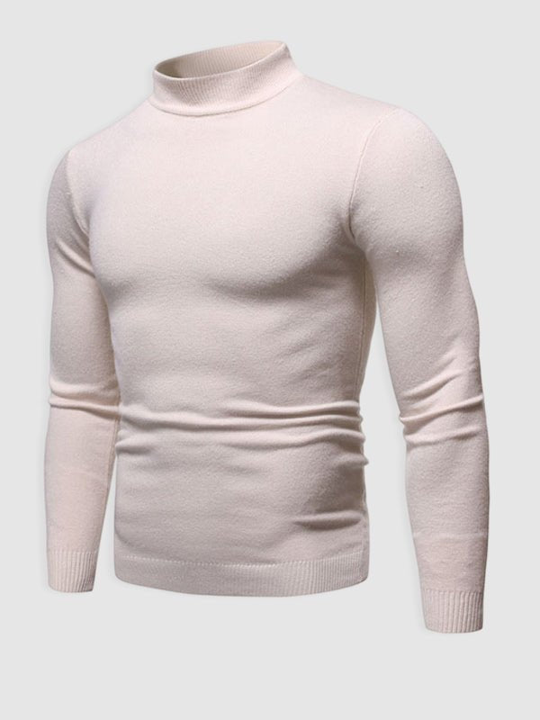 Strickpullover Herren mit flachem Stehkragen und Langarm - Khaki #Farbe_Khaki