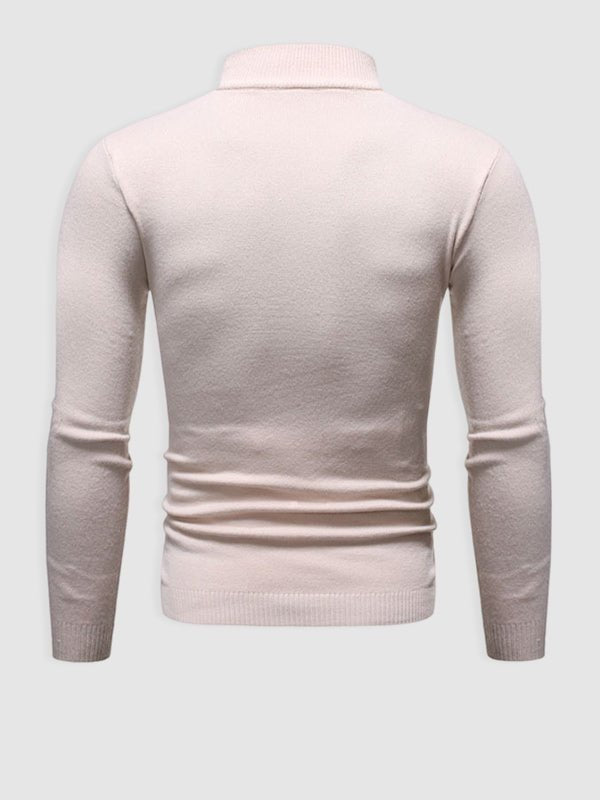 Strickpullover Herren mit flachem Stehkragen und Langarm - Khaki #Farbe_Khaki