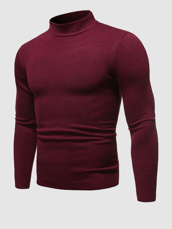Strickpullover Herren mit flachem Stehkragen und Langarm - Rot #Farbe_Rot
