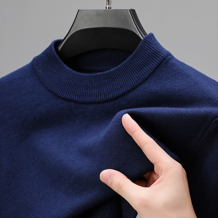 Strickpullover Herren mit schmalem geripptem Rundkragen - Dunkelblau #Farbe_Dunkelblau