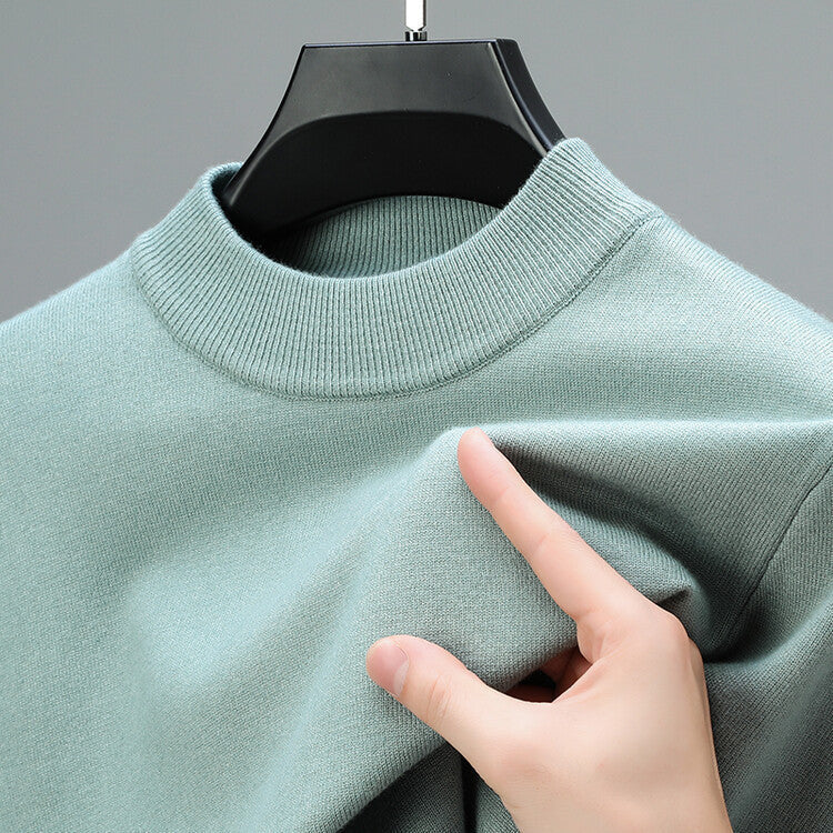Strickpullover Herren mit schmalem geripptem Rundkragen - Grau #Farbe_Grau