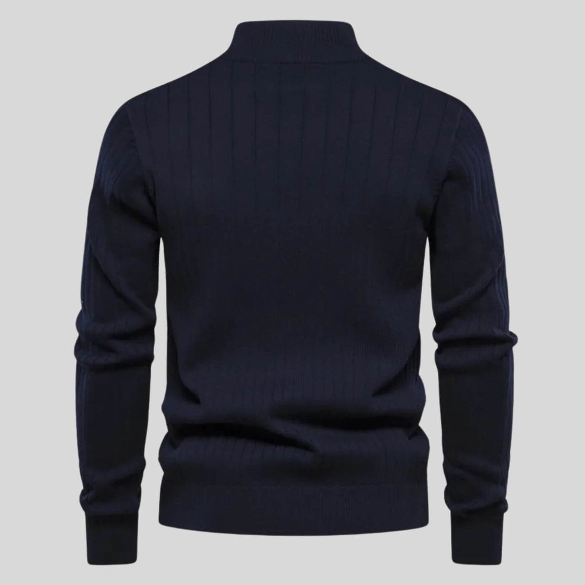 Strickpullover Herren mit Stehkragen und kurzem Zipper - Blau #Farbe_Blau