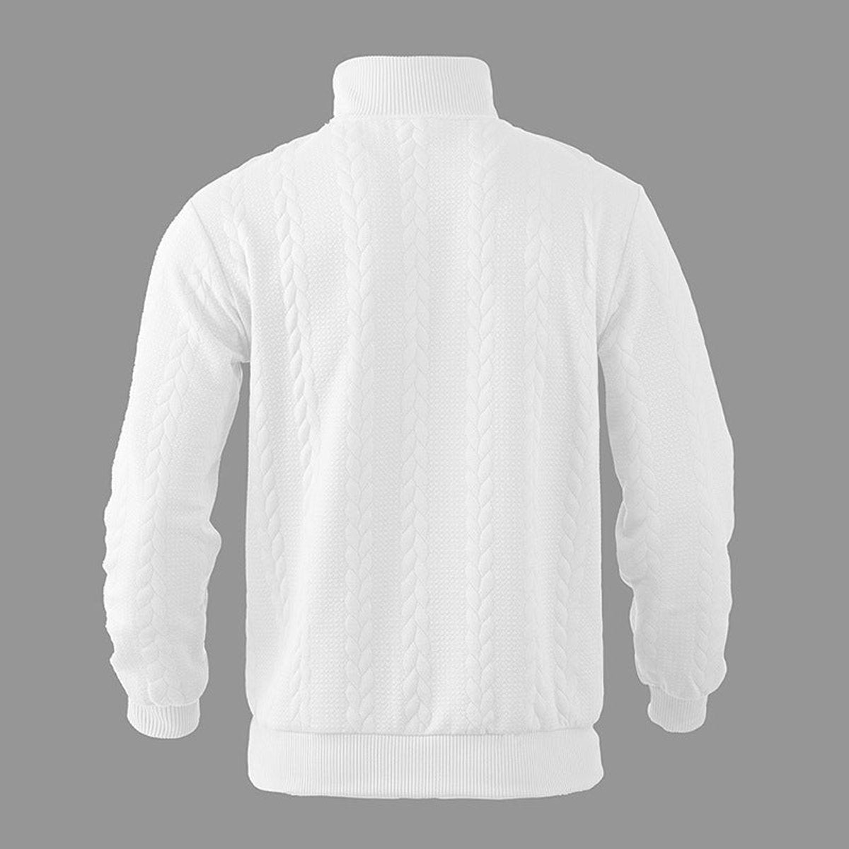 Strickpullover Herren mit Zopfmuster und glatter Passe - Weiss #Farbe_Weiss