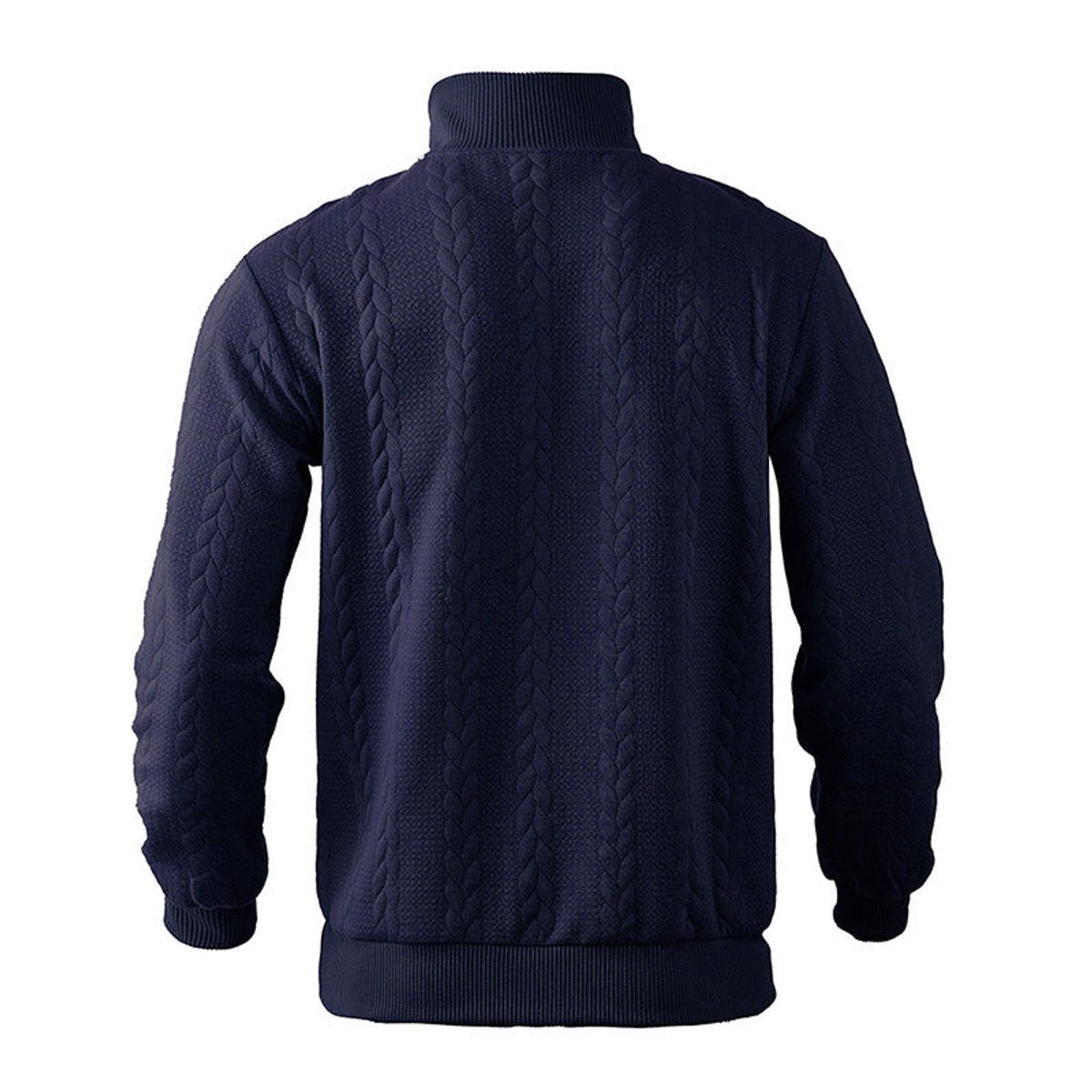 Strickpullover Herren mit Zopfmuster und glatter Passe - Marineblau #Farbe_Marineblau