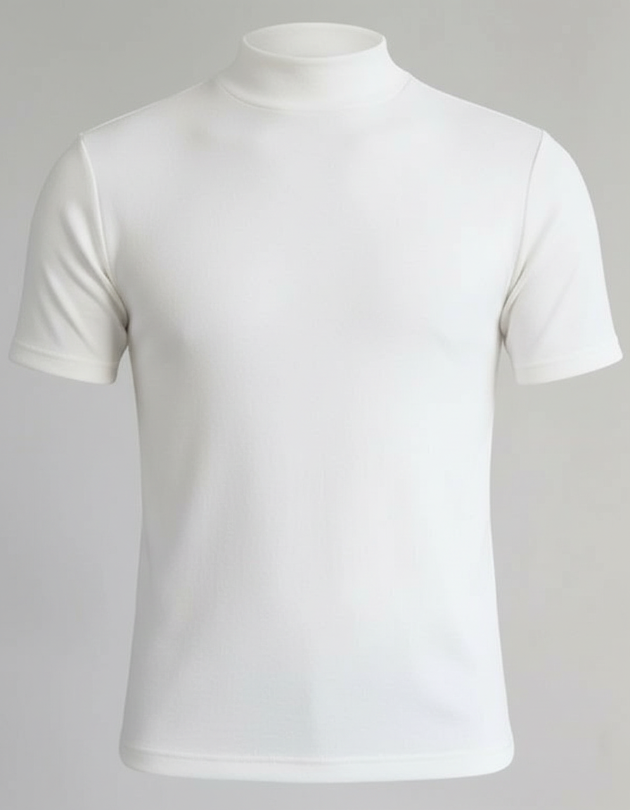T-Shirt Herren mit kurzem Arm und hohem Stehkragen - Weiss #Farbe_Weiss