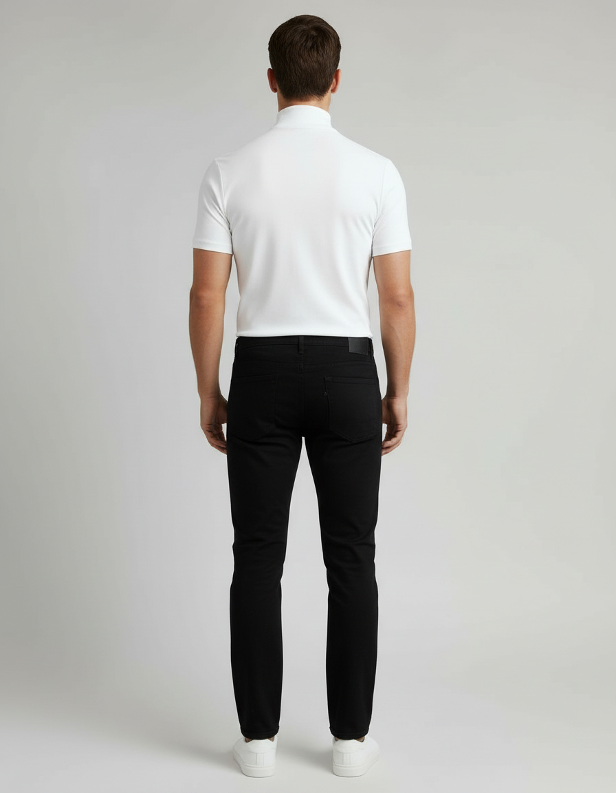 T-Shirt Herren mit kurzem Arm und hohem Stehkragen - Weiss #Farbe_Weiss