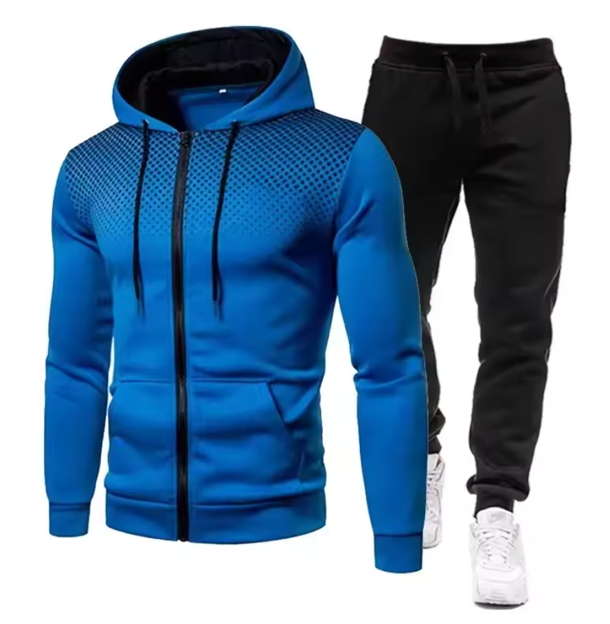 Trainingsanzug Herren mit Punktverlauf und Kapuzenjacke - Blau #Farbe_Blau