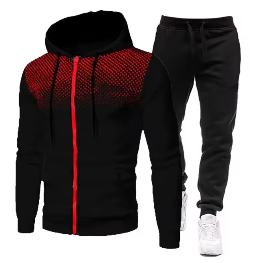 Trainingsanzug Herren mit Punktverlauf und Kapuzenjacke - Schwarz #Farbe_Schwarz