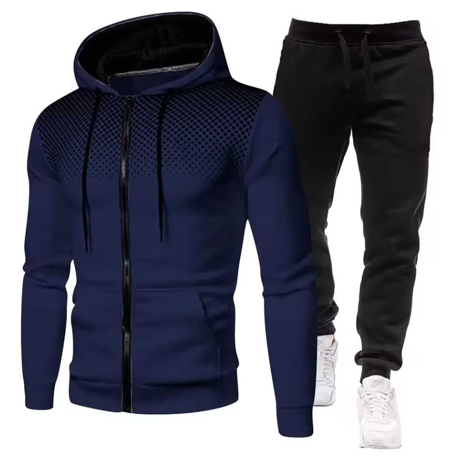 Trainingsanzug Herren mit Punktverlauf und Kapuzenjacke - Dunkelblau #Farbe_Dunkelblau