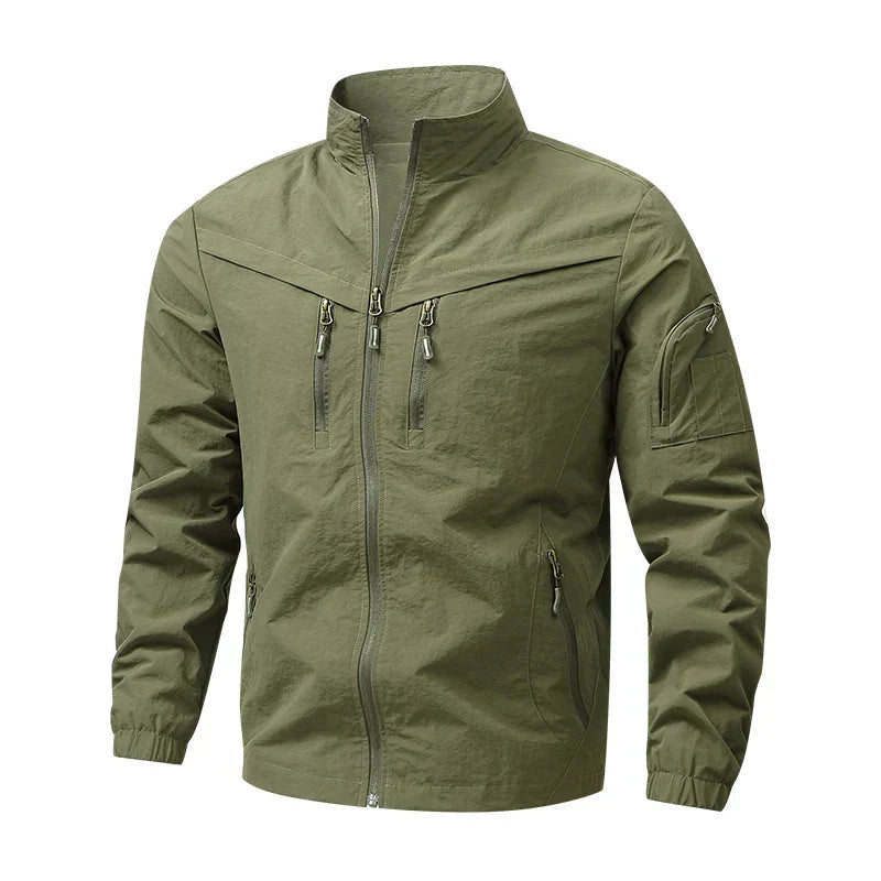 Übergangsjacke Herren mit Ziptaschen an Brust und Ärmel - Grün #Farbe_Grün