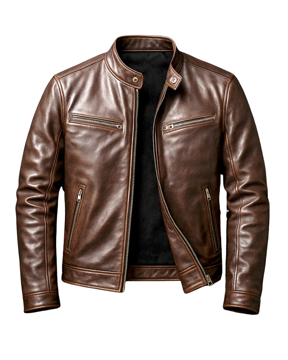 Übergangsjacke Herren mit Stehkragen und vier Ziptaschen - Braun #Farbe_Braun