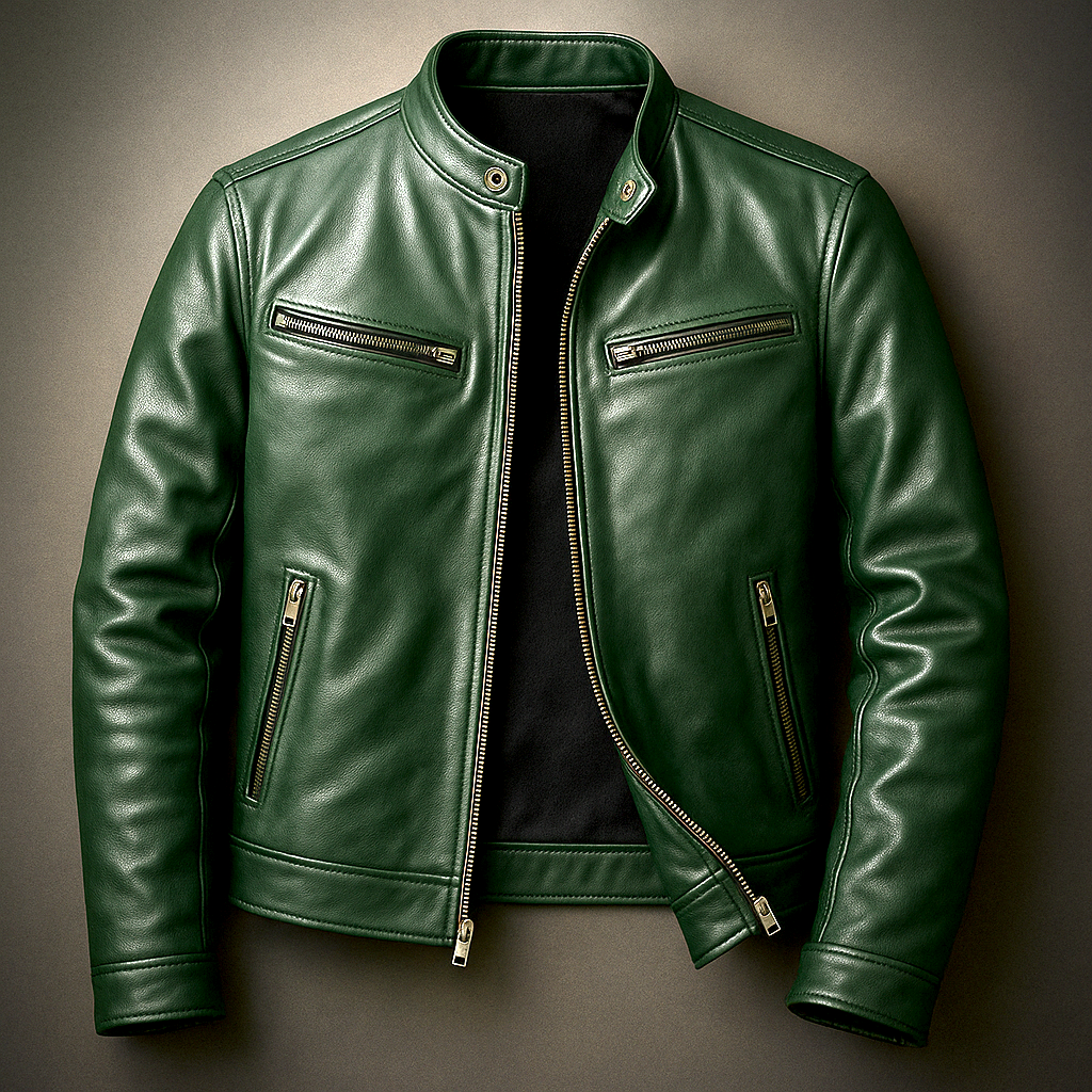 Übergangsjacke Herren mit Stehkragen und vier Ziptaschen - Grün #Farbe_Grün