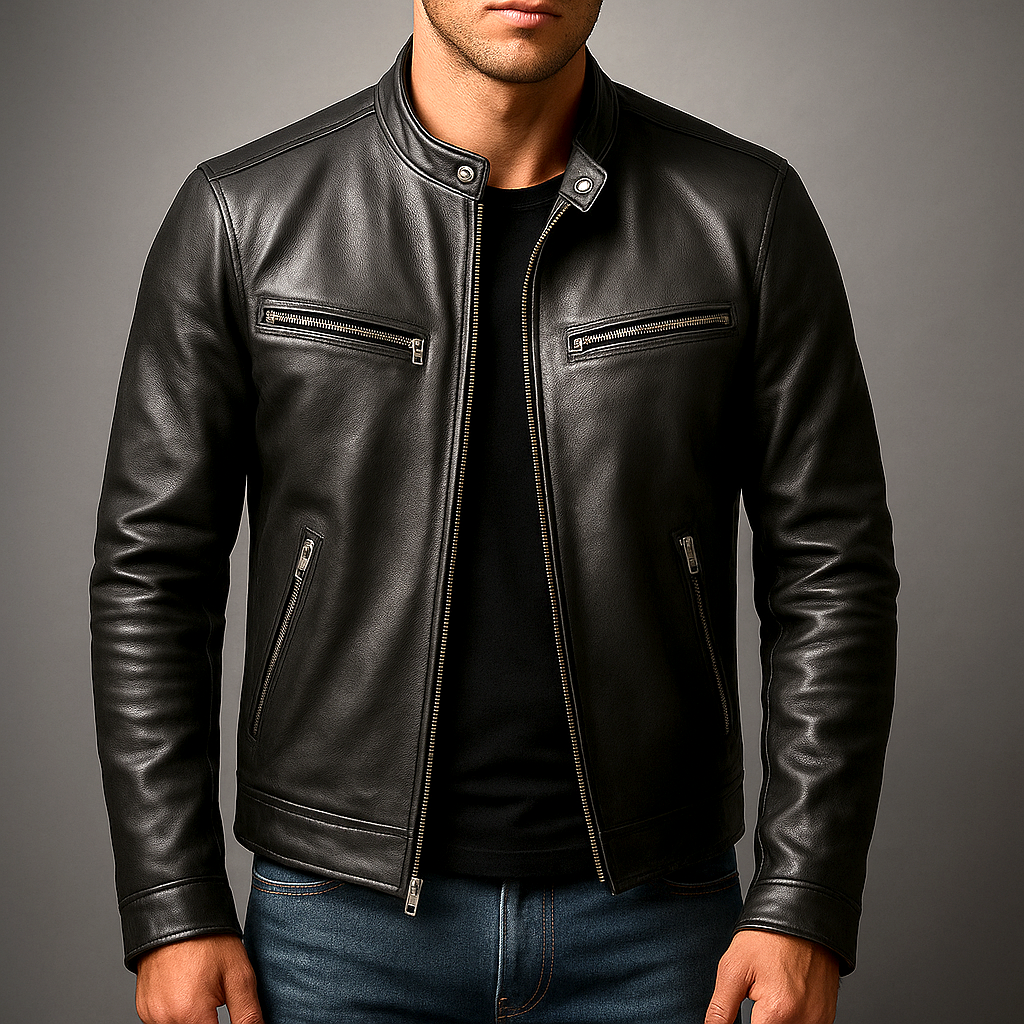 Übergangsjacke Herren mit Stehkragen und vier Ziptaschen - Schwarz #Farbe_Schwarz