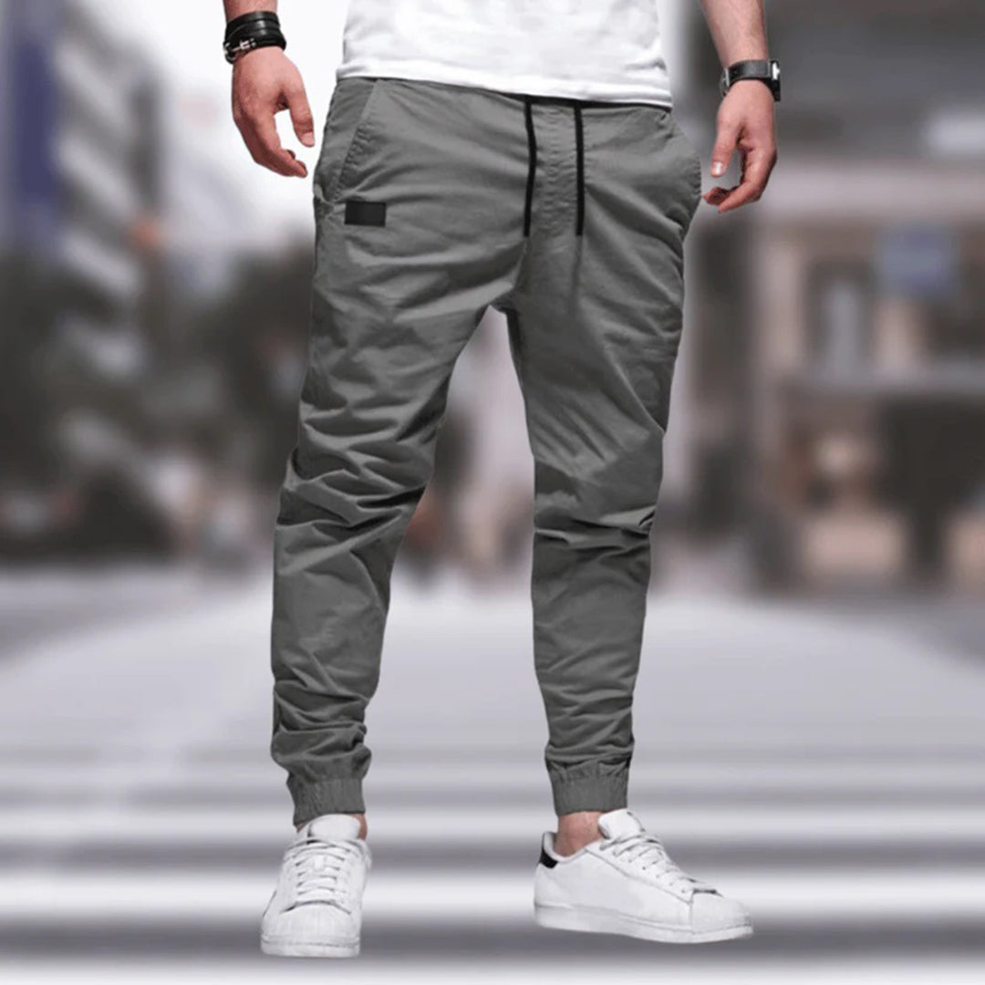 Cargohose Herren mit Kordelzug und seitlichen Taschen - Grau #Farbe_Grau