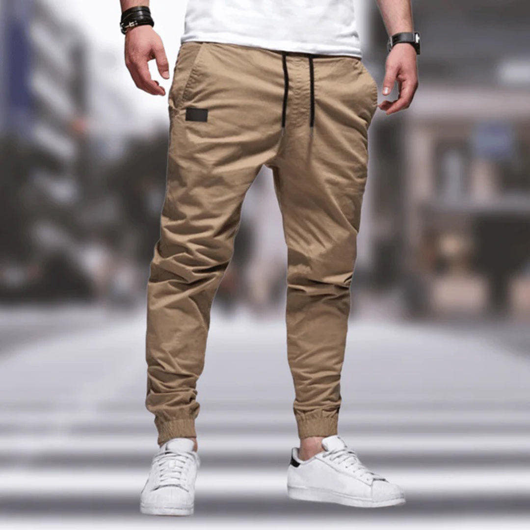 Cargohose Herren mit Kordelzug und seitlichen Taschen - Beige #Farbe_Beige