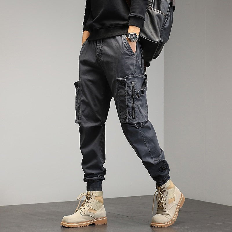 Cargohose Herren mit Zip-Seitentasche und Beinbündchen - Grau #Farbe_Grau